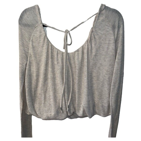 We The Free Bondi Top Womens XL Thermal Cropped Oatmeal Waffle Knit Crop Boho - Picture 1 of 8